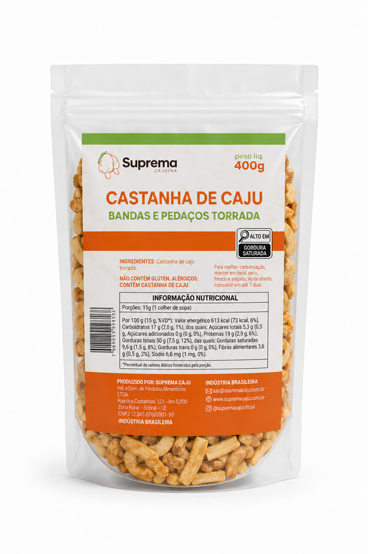CASTANHA DE CAJU EM BANDAS E PEDAÇOS TORRADA SEM SAL 400G