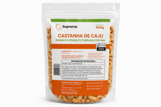 CASTANHA DE CAJU EM BANDAS E PEDAÇOS TORRADA COM SAL 400G