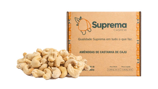 CASTANHA DE CAJU INTEIRA W1320 NATURAL – PRIMEIRA QUALIDADE | CAIXA 11,34KG