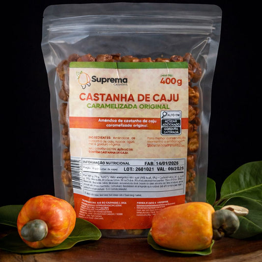 CASTANHA DE CAJU CARAMELIZADA ORIGINAL | CAIXA COM 5 PACOTES DE 400G