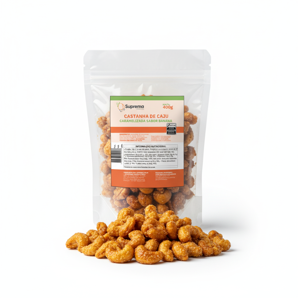 Castanha de Caju Caramelizada Sabor Banana