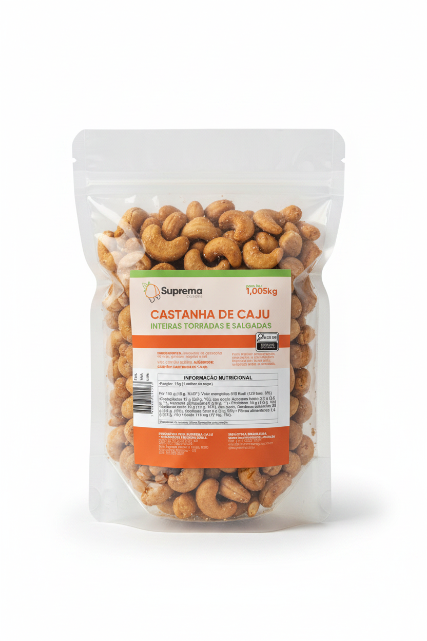 Castanha de Caju Inteiras Torradas e Salgadas 1,005kg - Foto E-commerce