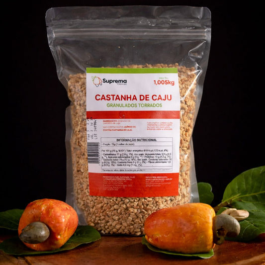 CASTANHA DE CAJU GRANULADA TORRADA | CAIXA COM 5 PACOTES DE 1,005KG