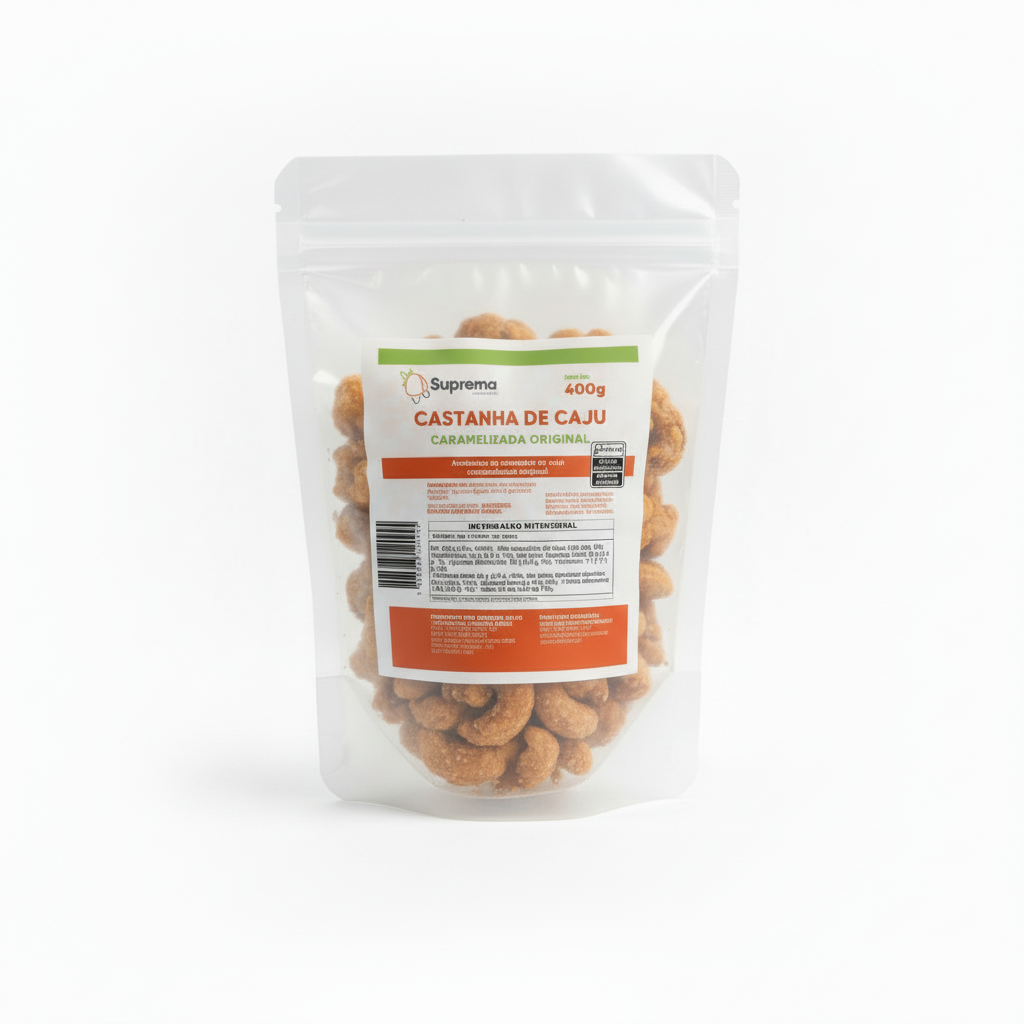 Pacote de 400g de castanha de caju do Kit Inteira Seleção Suprema Caju